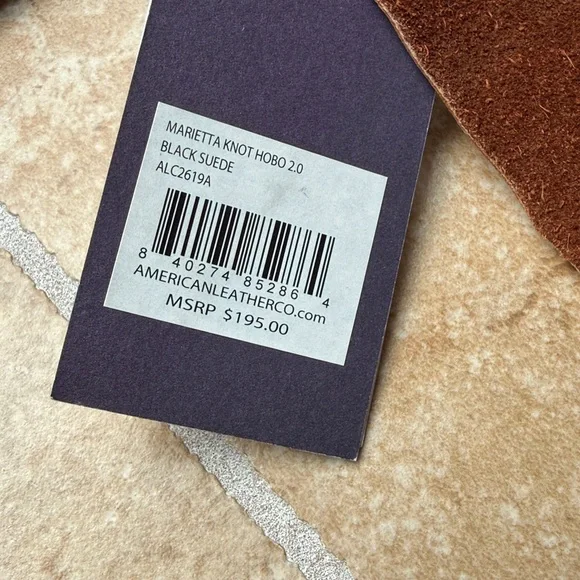 Marietta Knot Hobo 2.0 Bag American Leather Co. Black Suede Leather Corner Scuff - Picture 13 of 15